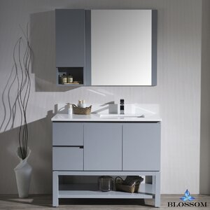 Maly 42″ Single Bathroom Vanity Set with Rectangular Wood Framed Mirror