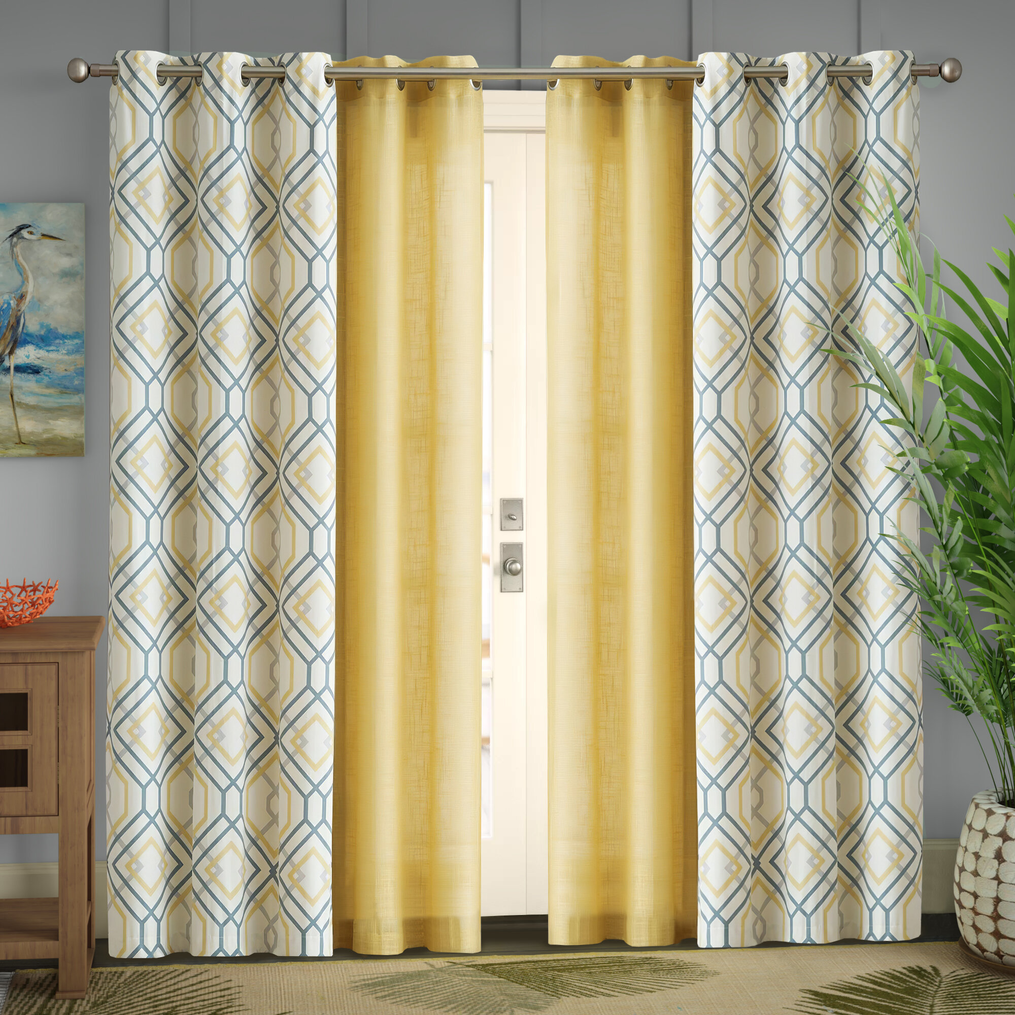 Darby Home Co Minchinhampton Geometric Semi Sheer Grommet Curtain Panels Reviews Wayfair