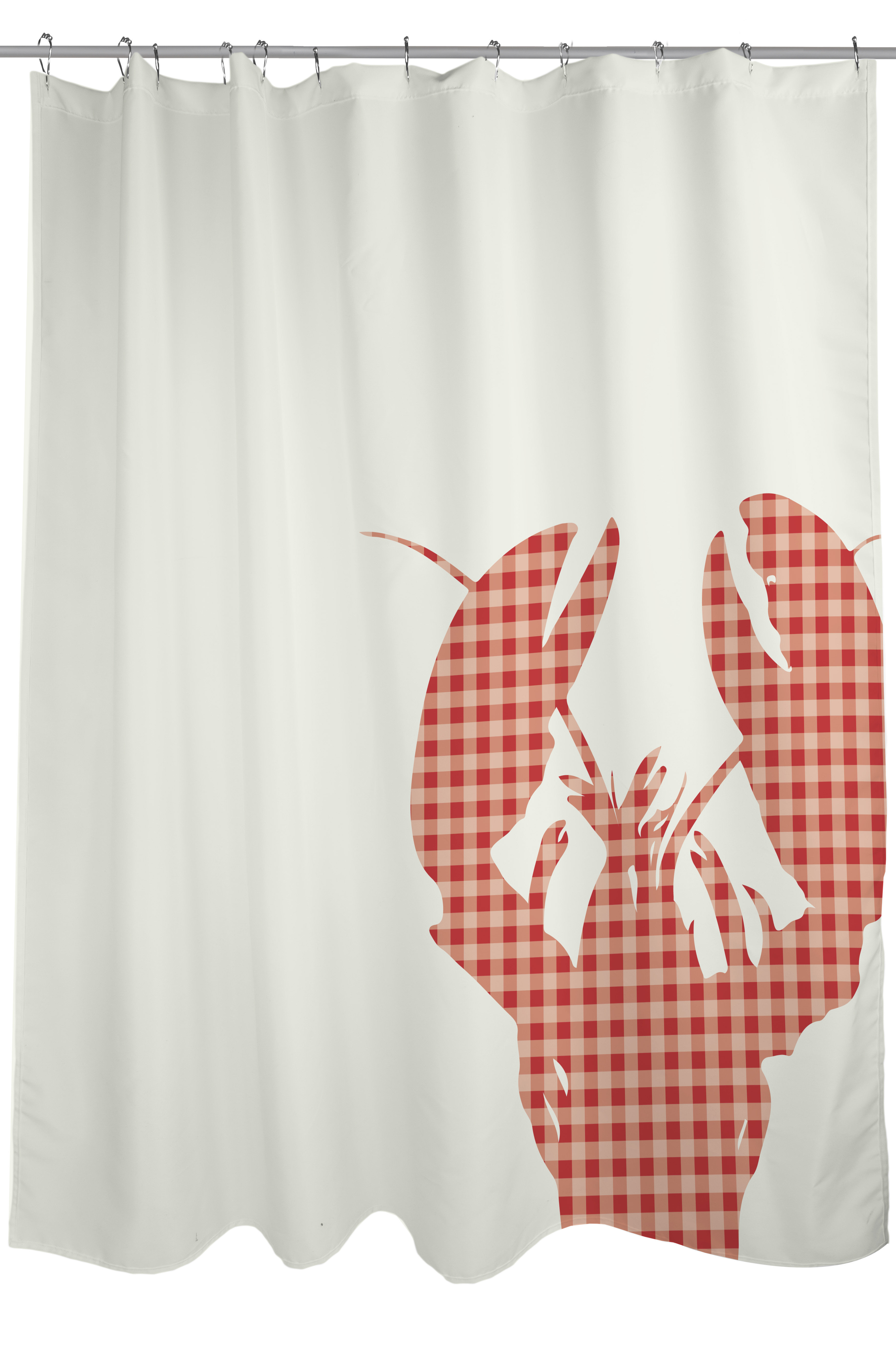One Bella Casa Plaid Lobster Woven Polyester Single Shower Curtain