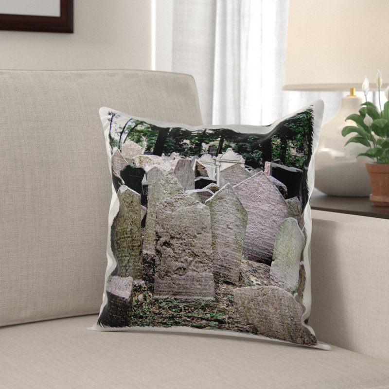 The Holiday Aisle Menahan Headstones In Cemetery In Prague Graveyard Grave Stones Creepy Spooky Gothic Halloween Pillow Cover
