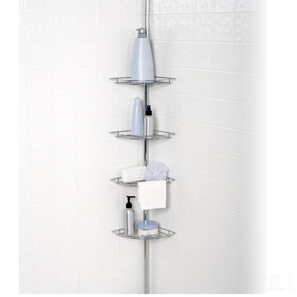 Полка для ванной комнаты телескопическая угловая хром 110-250