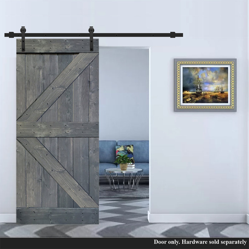 Calhome Paneled Wood Painted Stained K Series Barn Door Without