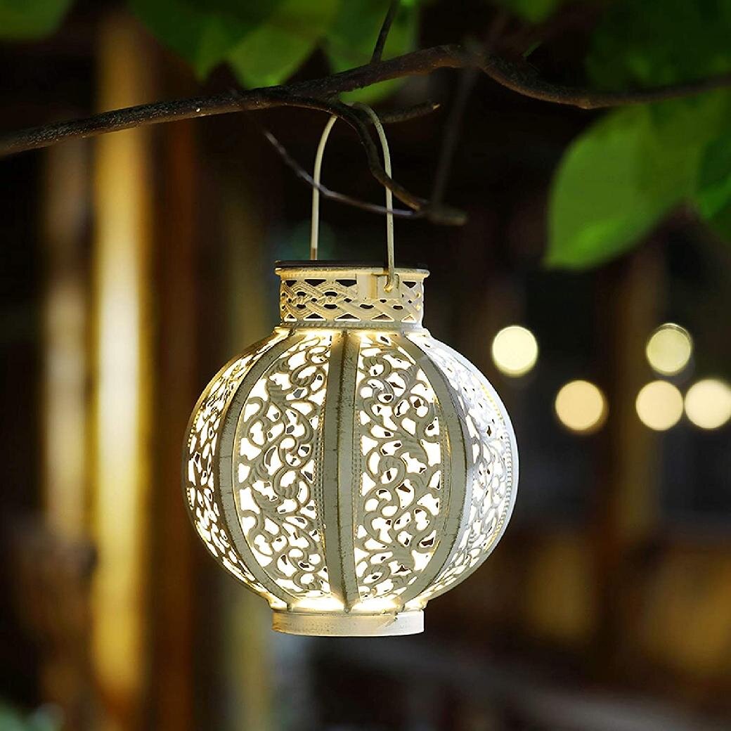 Solar Power LED Hanging Light Retro Lantern Outdoor Garden Yard Decoration Lamp 