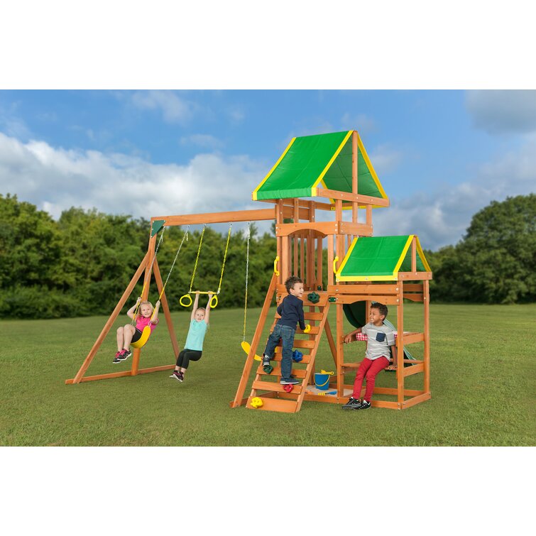 creative cedar designs woodlands complete wooden swing set