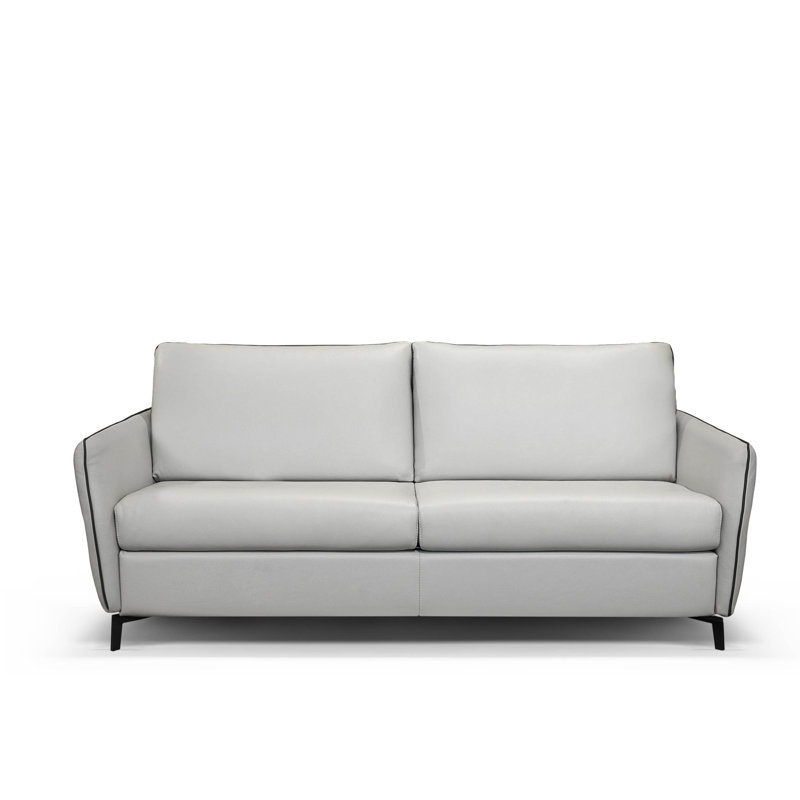 Latitude Run Monreal Genuine Leather 72 9 Round Arm Sofa Bed