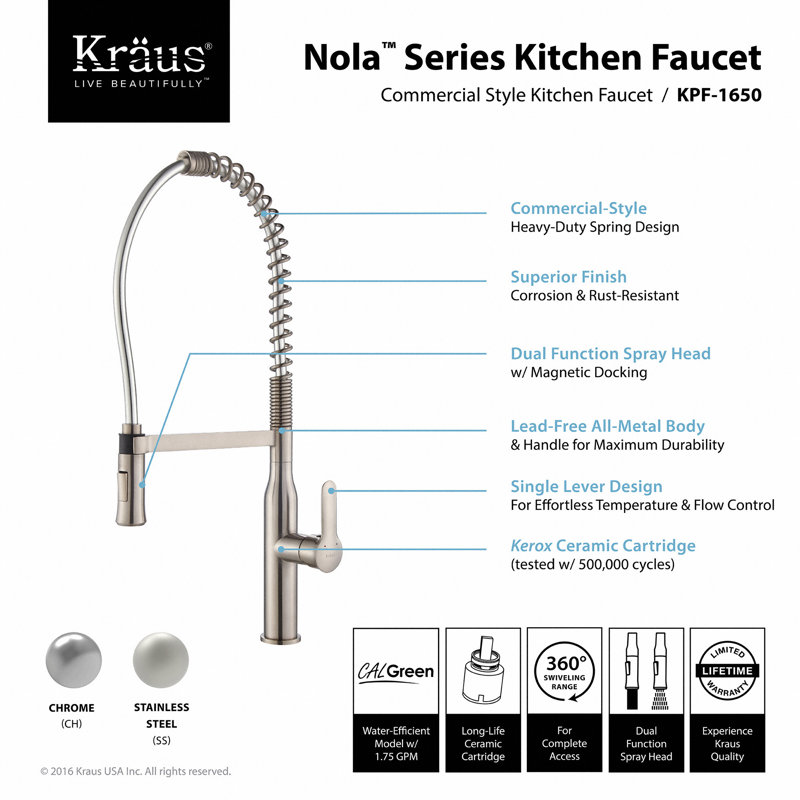 Kpf 1650ss Kraus Nola Pull Down Single Handle Kitchen Faucet Nola Pull Down Single Handle Kitchen Faucet