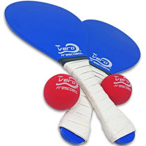 Paddle Ball Games Set Suitable for Outdoor,Beach Yard Parenting Activity Games 8 Inch Adjustable Strap Rackets Catch Toy 4 Paddles 4 Balls PLAYALL Catch-Paddle-Ball-Beach-Games Red,Blue 