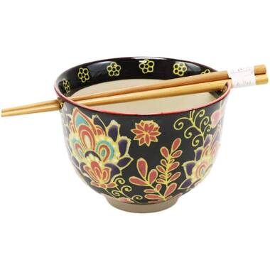 Happy Sales Ramen Udong Noodle Soup Cereal Bowl w/ Chopsticks Blossom TAXFREE 