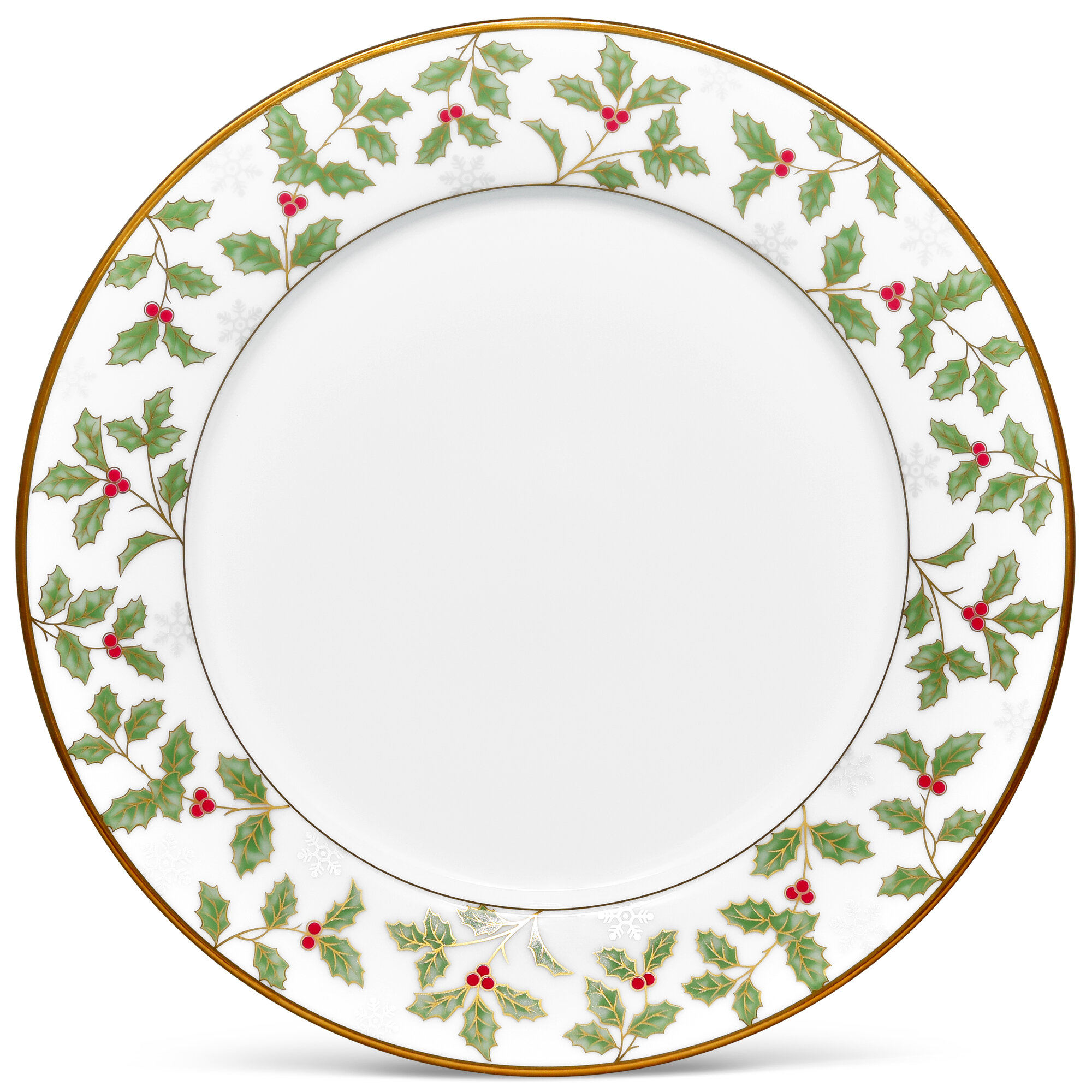 St Nicholas Square Holly Berry Dinner Plates 11" Set of 2 Christmas Holiday GUC 