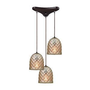 Arjean 3-Light Glass Shade Cascade Pendant