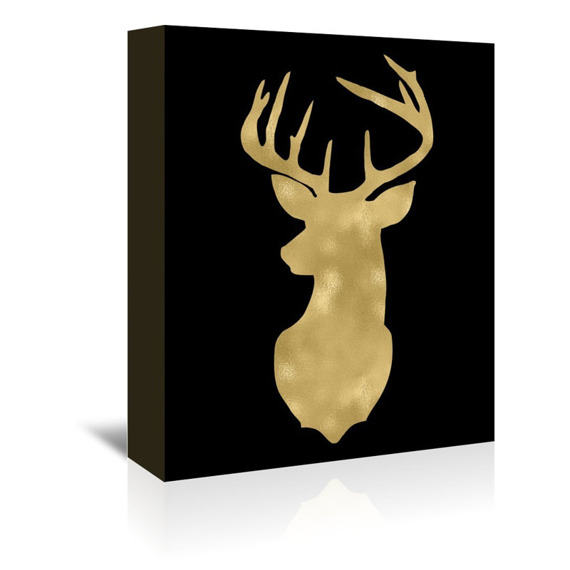 Mercer41 Deer Head Left Face Painting Print On Wrapped Canvas