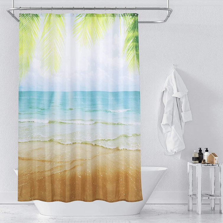 Beach White Waterproof Bathroom Polyester Shower Curtain Liner Water Resistant 