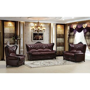 Hardie 3 Piece Leather Standard Living Room Set by Astoria Grand