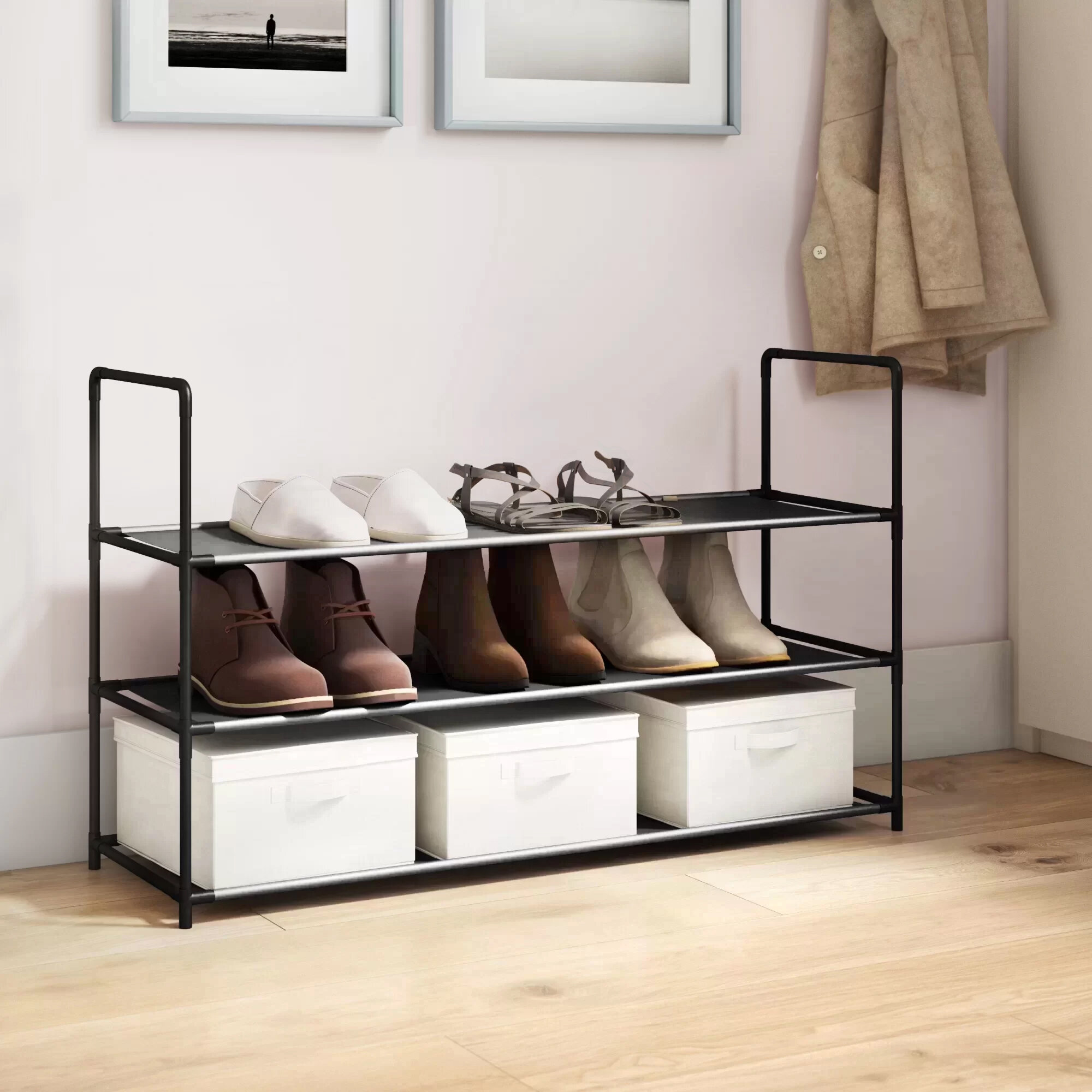 Dotted Line Fabric Shoe Rack Reviews Wayfair