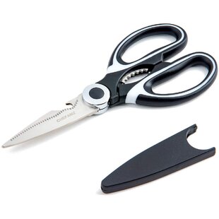 Take Apart for Cleaning Chefs Heavy Duty Kitchen Shears 7-in-1 Multi-Purpose Utensils with Magnetic Holder-Black Kitchen Scissors