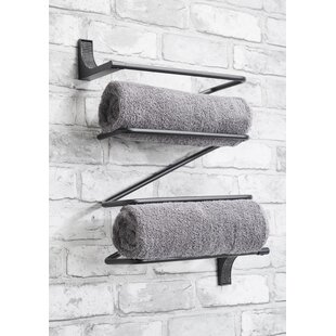 Black Wall-Mounted Towel Rack Stand Organizer Storage Holder Bathroom Kitchen 