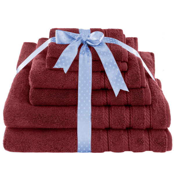 deep red bath towels
