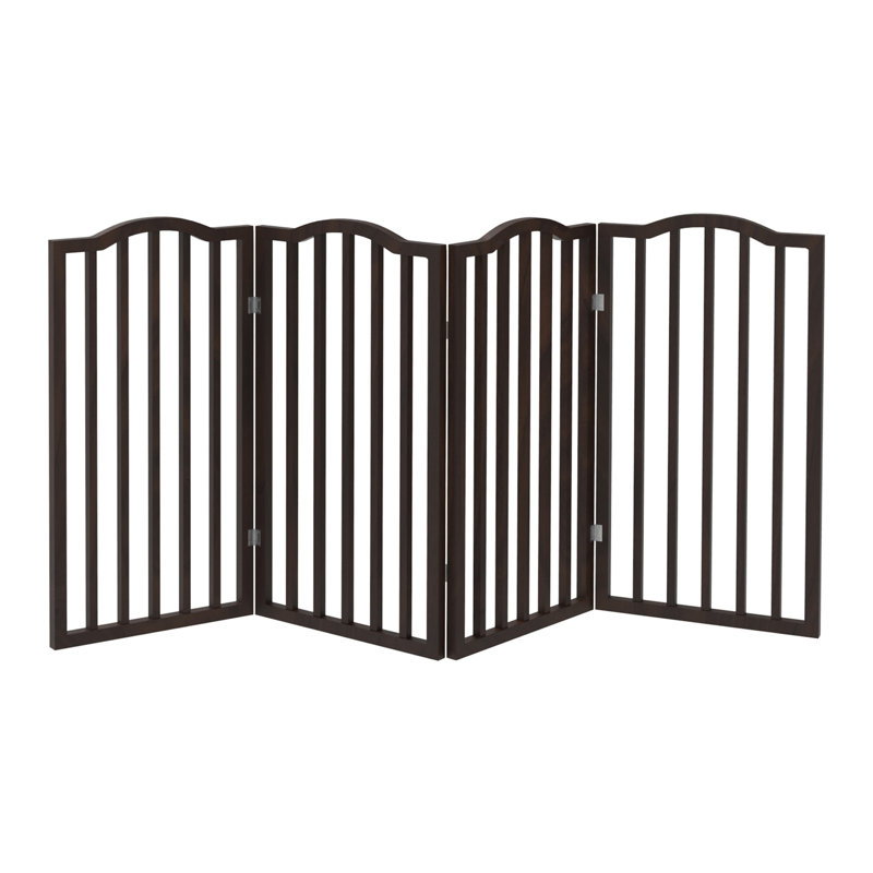 Folding Pet Gate Dog Fence Child Safety Indoor Durable Free Standing Pine Wood
