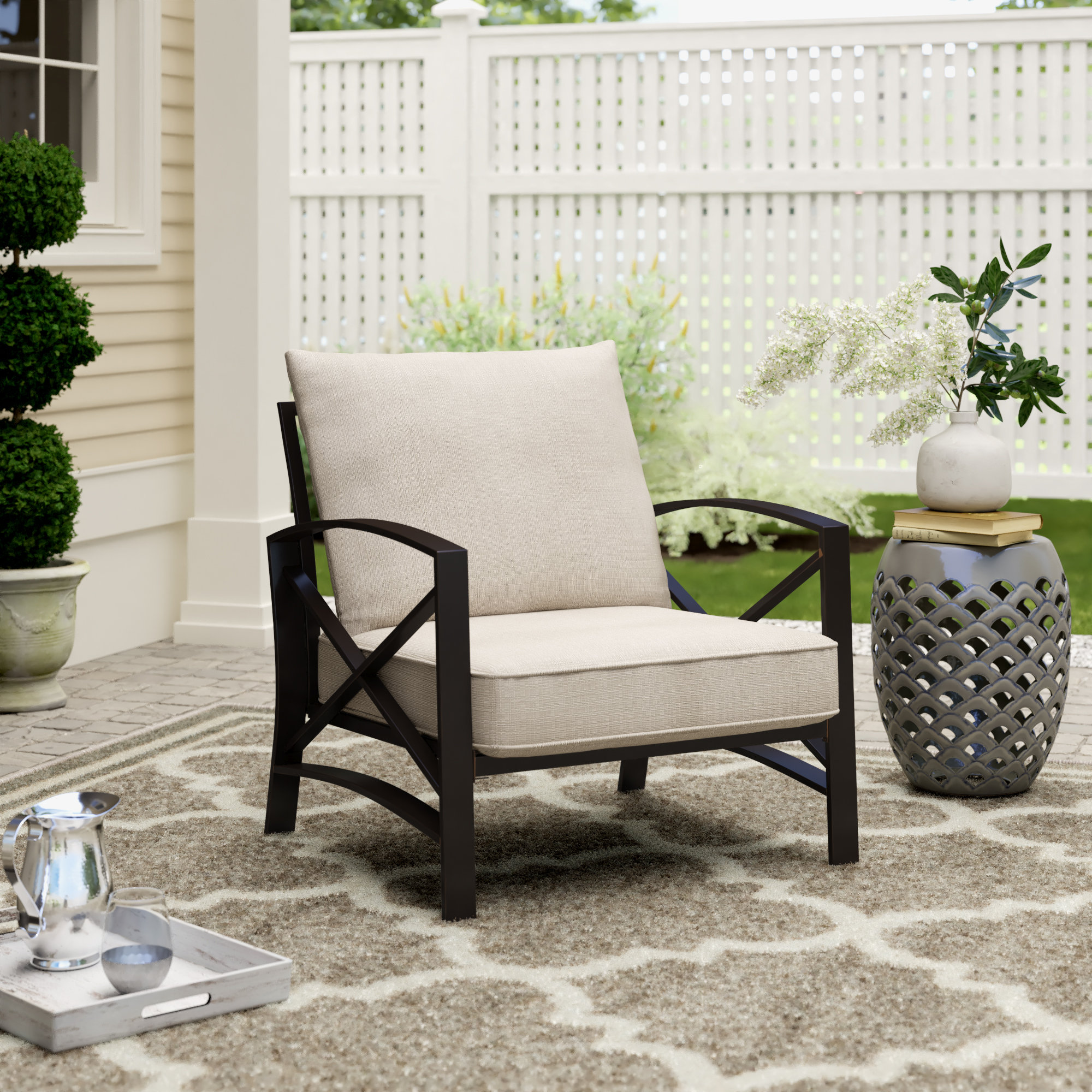 Laura Patio Chair With Cushions Reviews Birch Lane Laura Patio Chair With Cushions