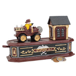 Fire Engine Station Number One Collectors Mechanical Piggy Bank