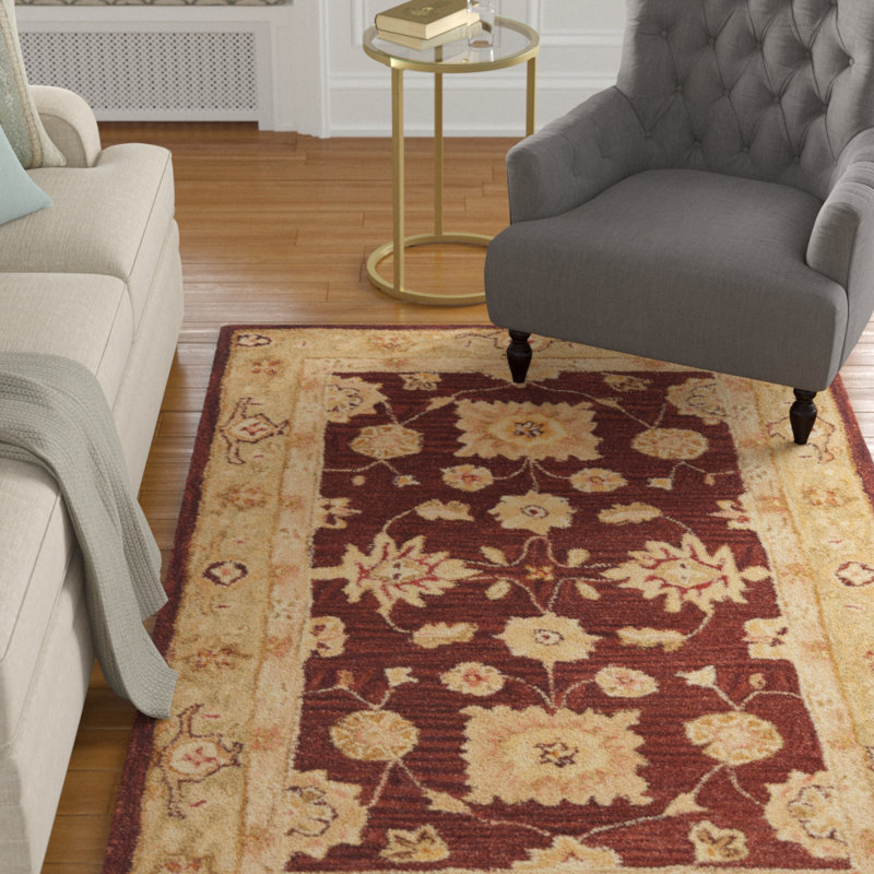 Charlton Home Tingley Floral Handmade Tufted Wool Red Sage Area Rug Reviews Wayfair