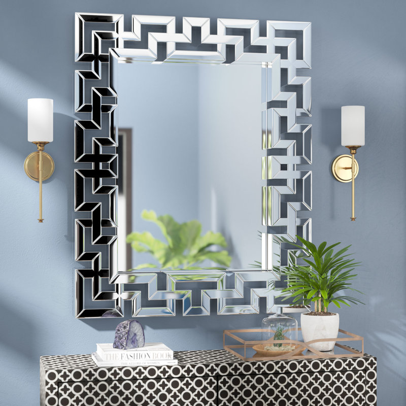 Willa Arlo Interiors Rectangle Ornate Geometric Wall Mirror Rectangle Ornate Geometric Wall Mirror