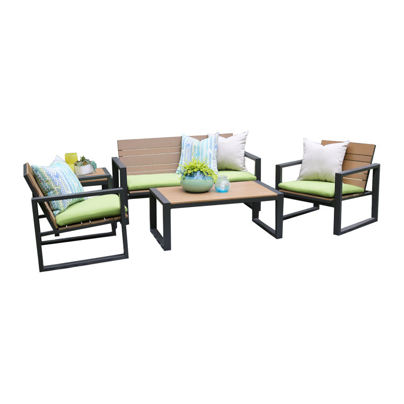 Ae Outdoor Connelly 5 Piece Sunbrella Sofa Set With Cushions Connelly 5 Piece Sunbrella Sofa Set With Cushions