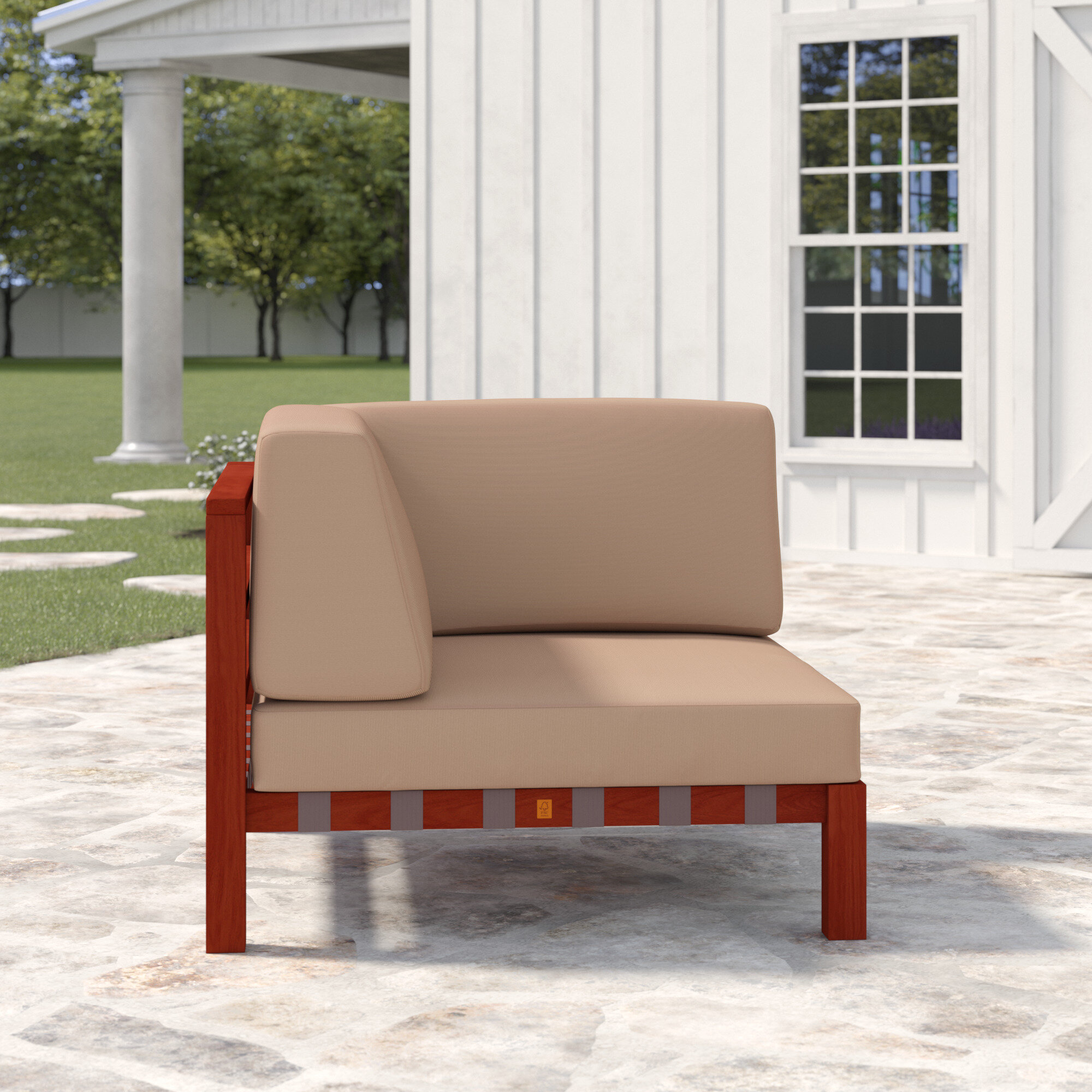 Antonia Modern Outdoor Wood Patio Chair With Cushions  . We Recommend Cedar Wood For Building This Sofa.