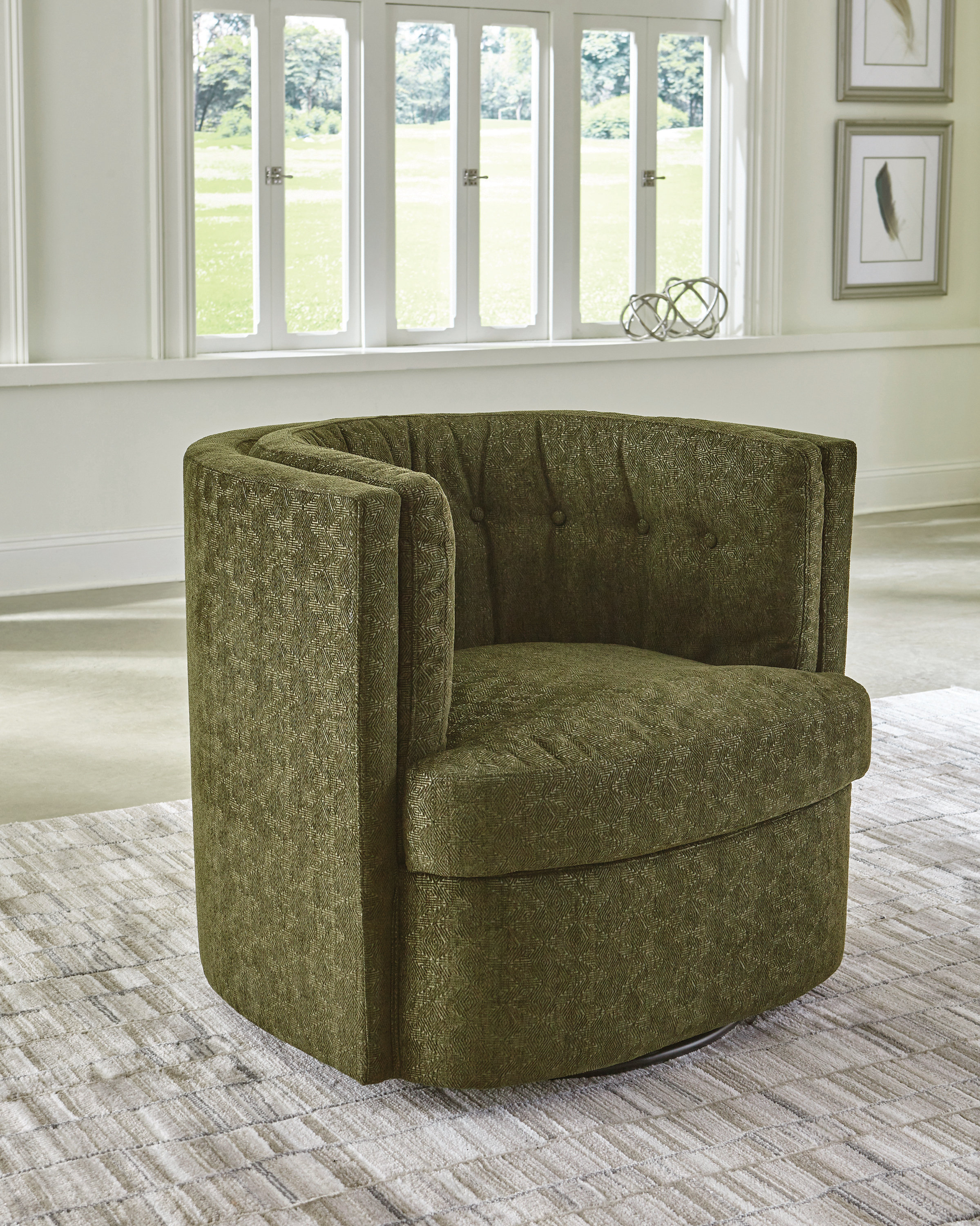Latitude Run Arrilla 345 Wide Tufted Swivel Barrel Chair Wayfair