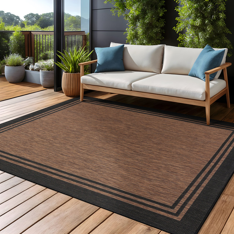 Waikiki Brown/Black Indoor/Outdoor Rug Rug Size: Rectangle 8' x 10'