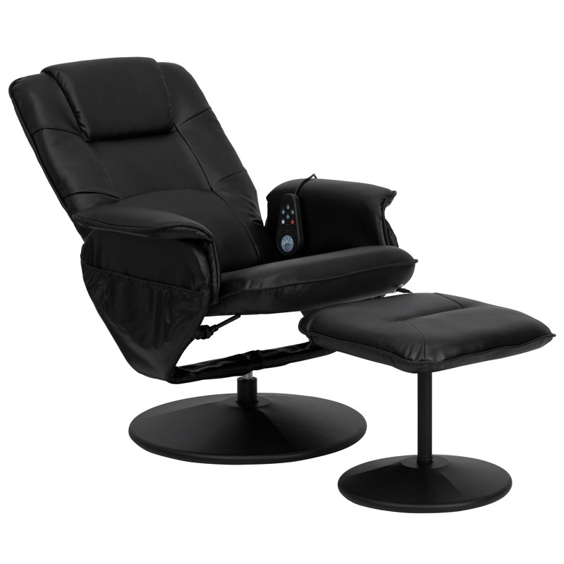 Leather Heated Massage Chair With Ottoman