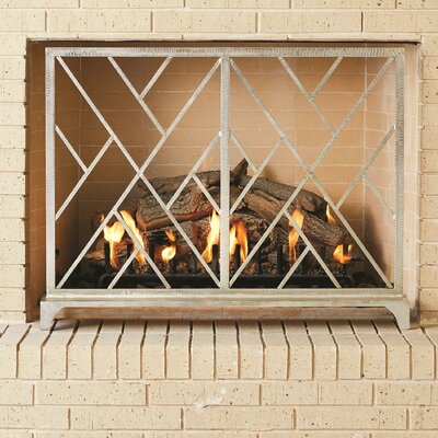 Chinoise 1 Panel Iron Fireplace Screens Global Views Finish Nickel