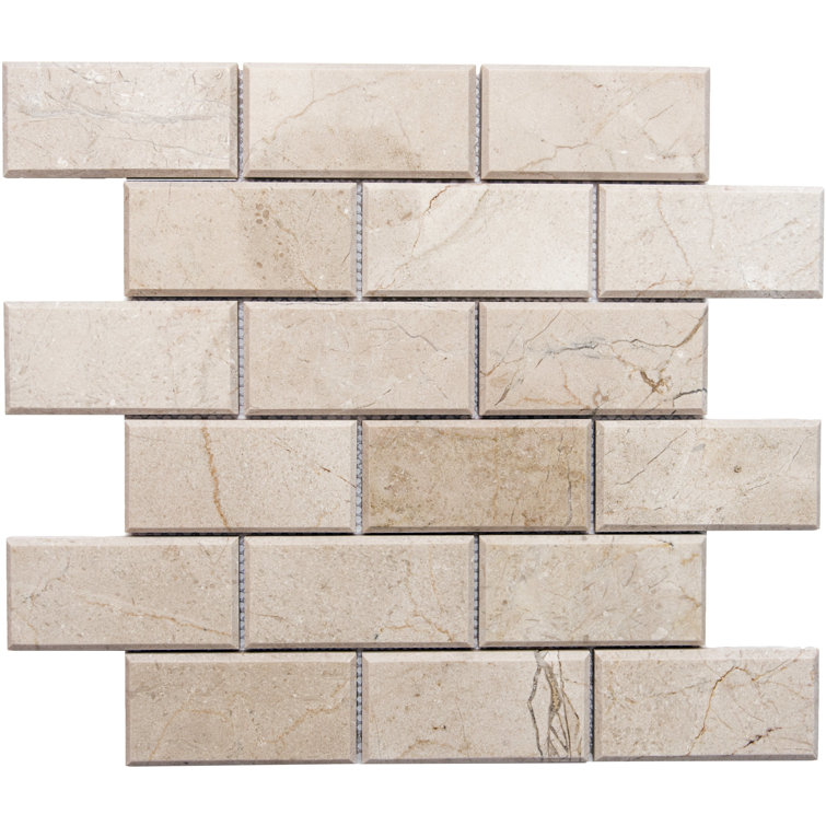The Tile Life Santorini 13.88" X 13.88" Beveled Marble Mosaic Tile Sheet