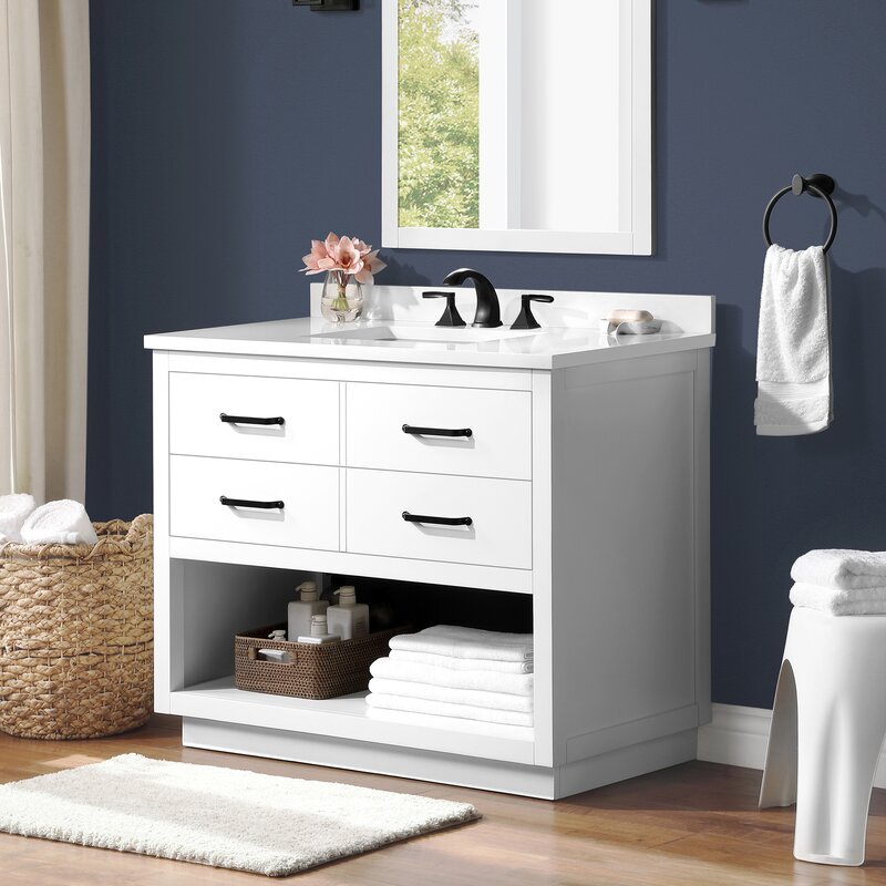 OVE Decors Carran 42 In. Single Sink Bathroom Open Shelf Vanity With ...