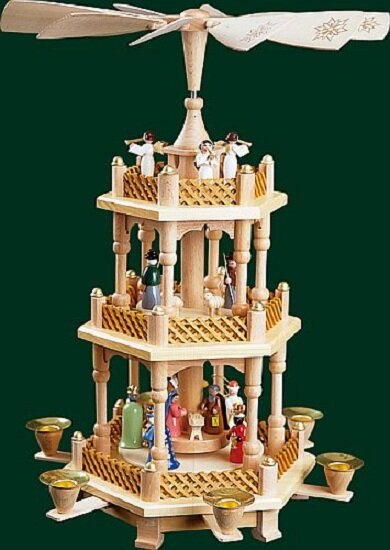 PinnaclePeak 2 Tier Nativity Colorful German Wood Christmas Pyramid | Wayfair