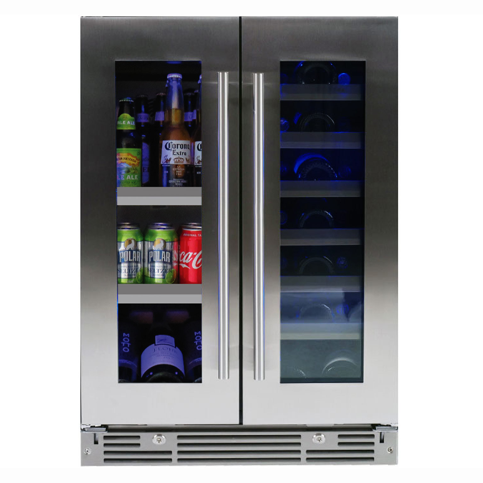 combination wine and beverage refrigerator