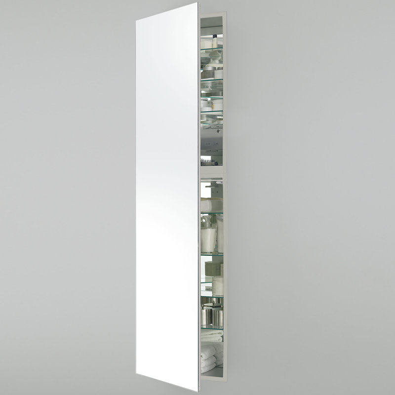Robern M Series Recessed Or Surface Mount Frameless Medicine Cabinet With 3 Adjustable Shelves And Led Lighting Wayfair