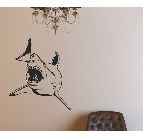 Large Shark Initial Name Wall Decal Set Boy Bedroom Wall Sticker Shark Wall Decal