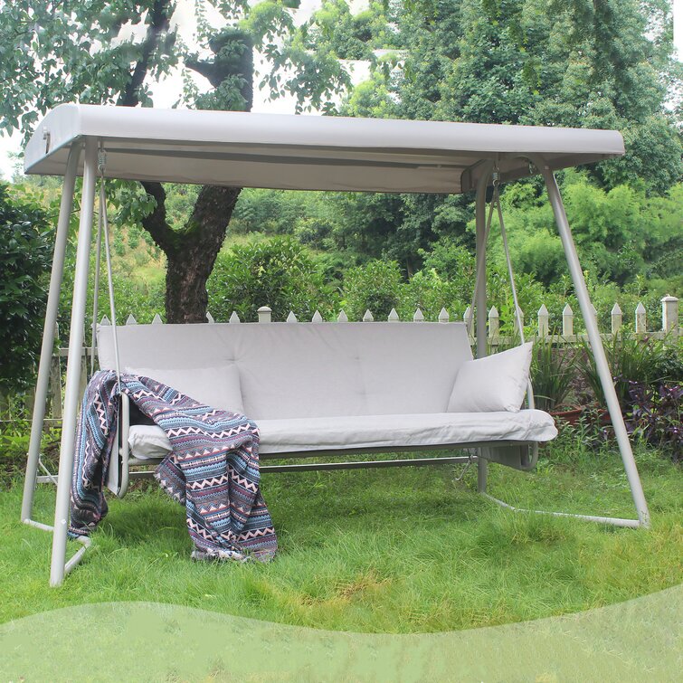 Details about   3-Person Swing Chair Patio Hanging Bench Outdoor W/Canopy & Removable Cushion 