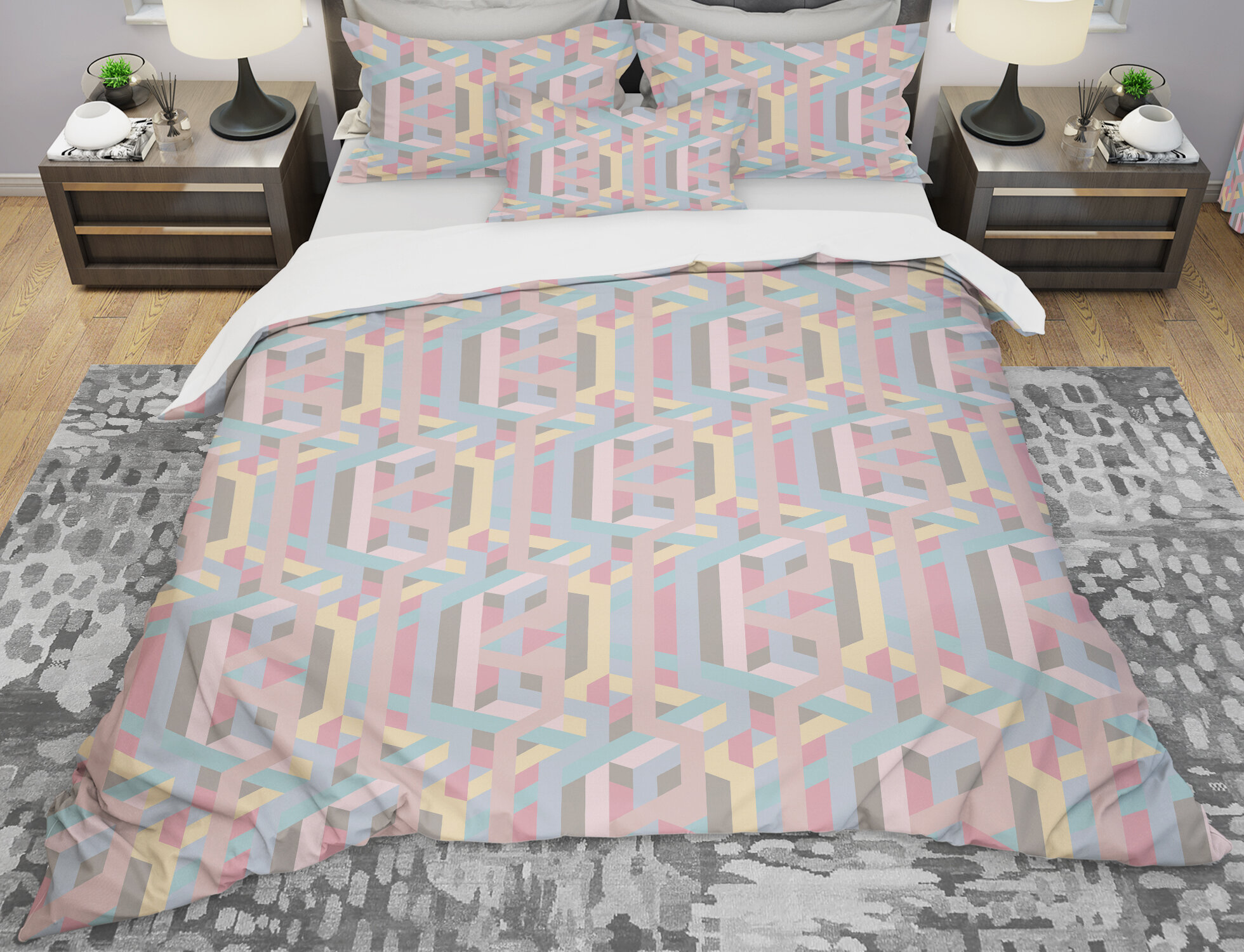 East Urban Home Designart Colorful Geometry Duvet Cover Set Wayfair