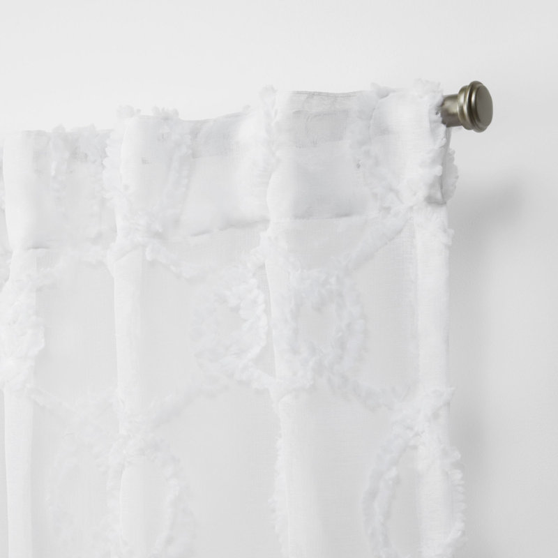 Nicole Miller Soft Trellis Hidden Geometric Sheer Tab Top Curtain
