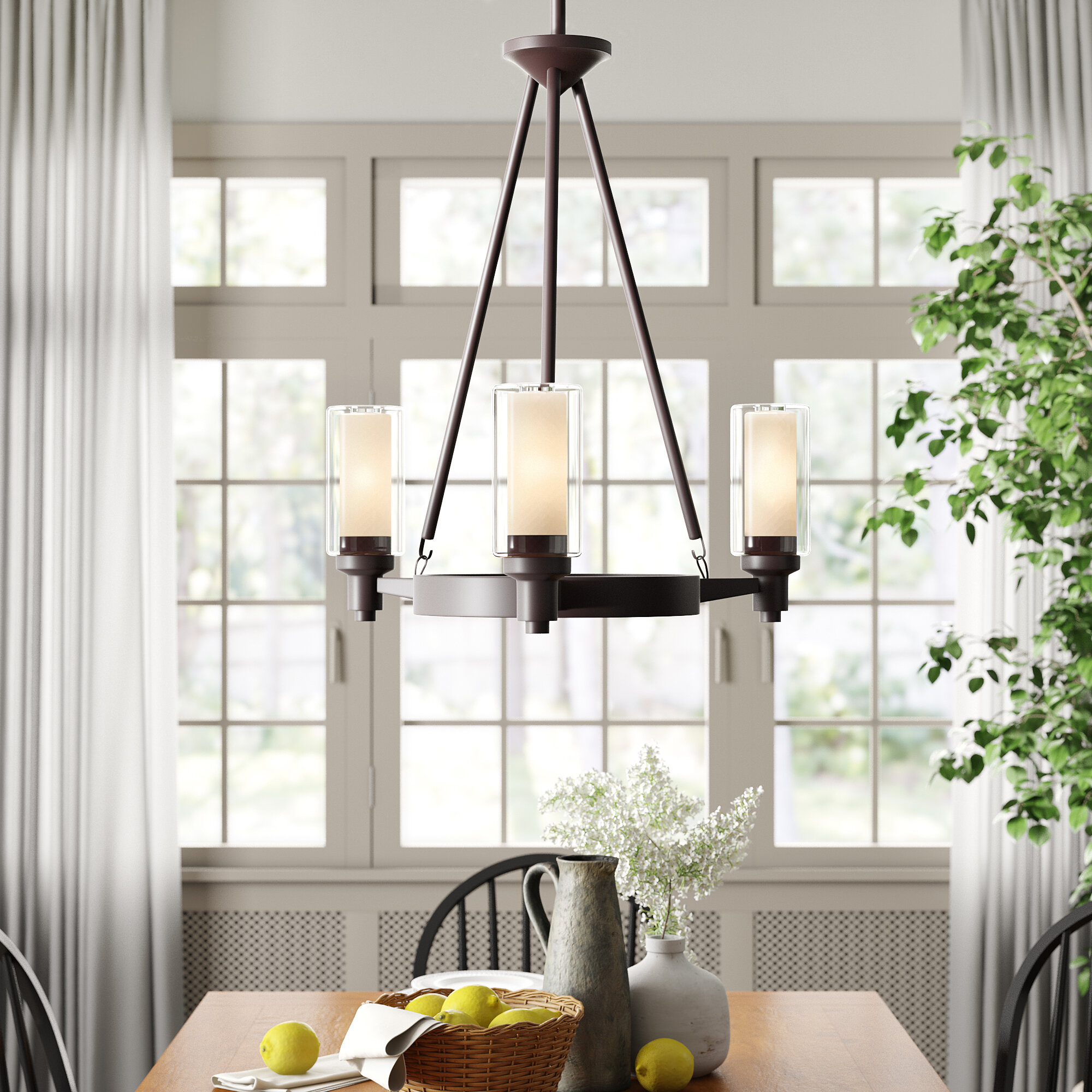 6 Light Hanging Wagon Wheel Light Fixture For Kitchen Dining