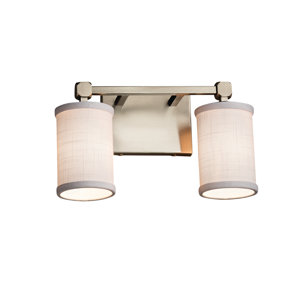 Textile Tetra 2 Light Cylinder w/ Flat Rim Vanity Light