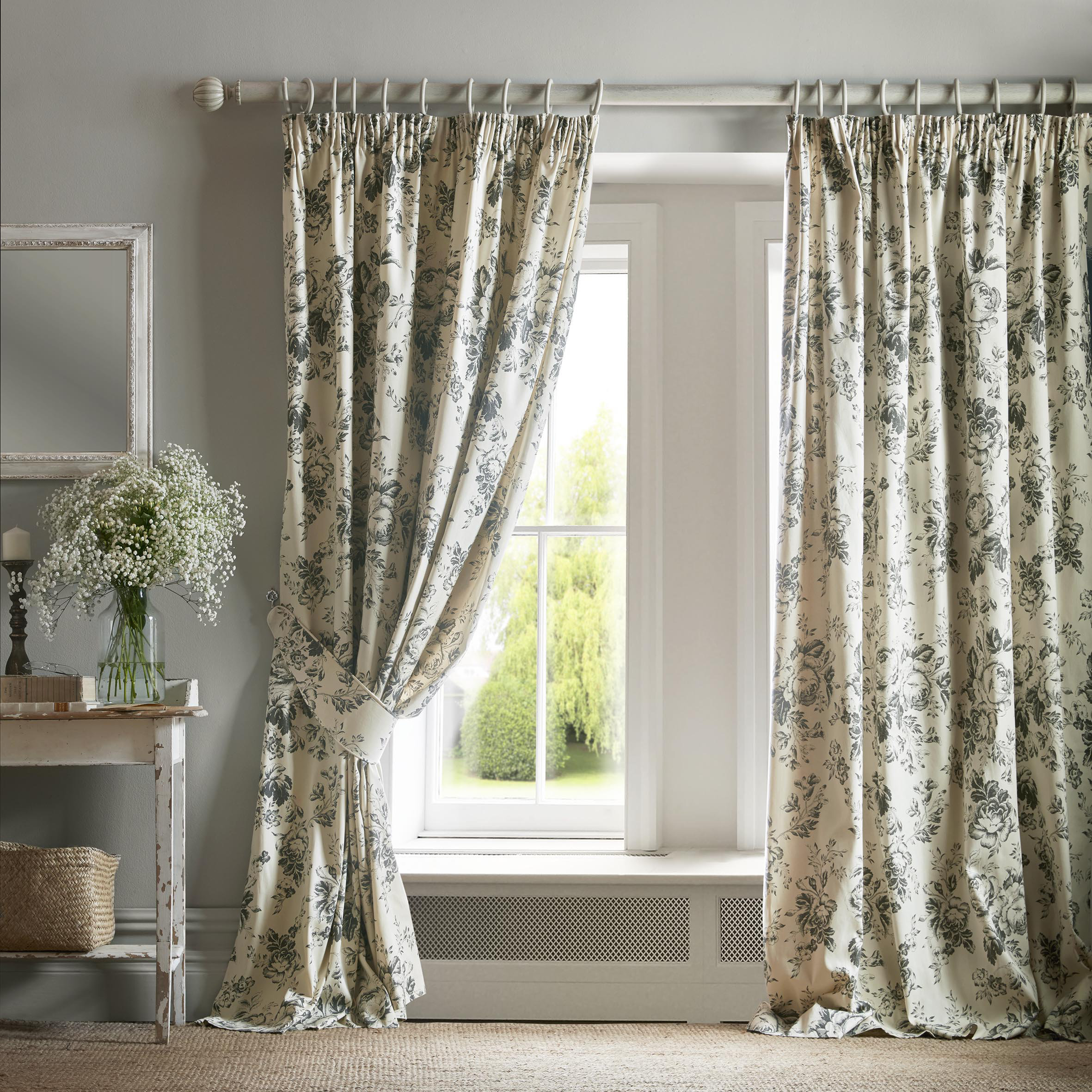 Cabbages Roses Paris Rose Pencil Pleat Room Darkening Curtain