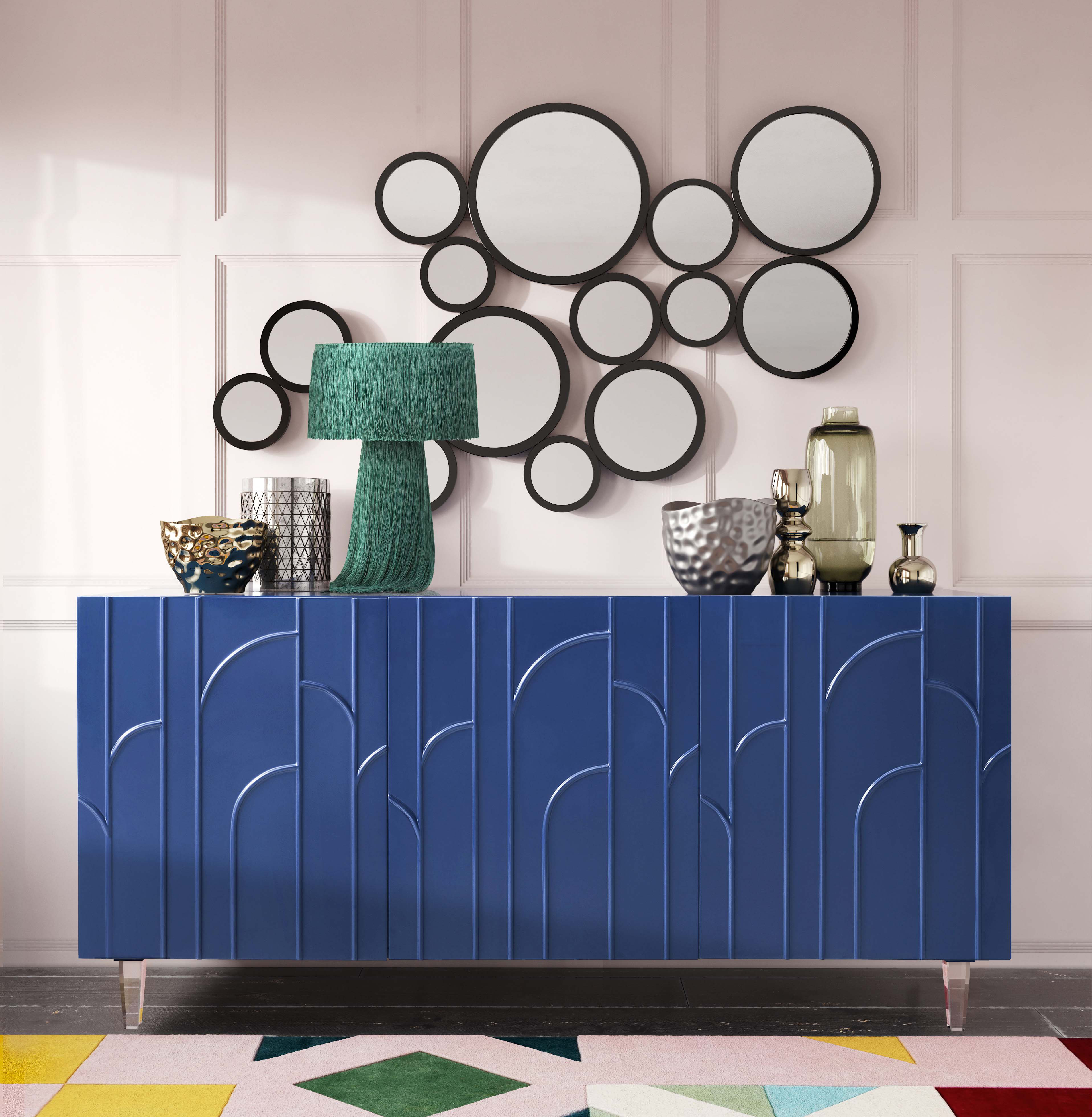 buffet table blue