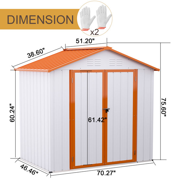 Outdoor 6 ft. W x 4 ft. D Metal Storage Shed