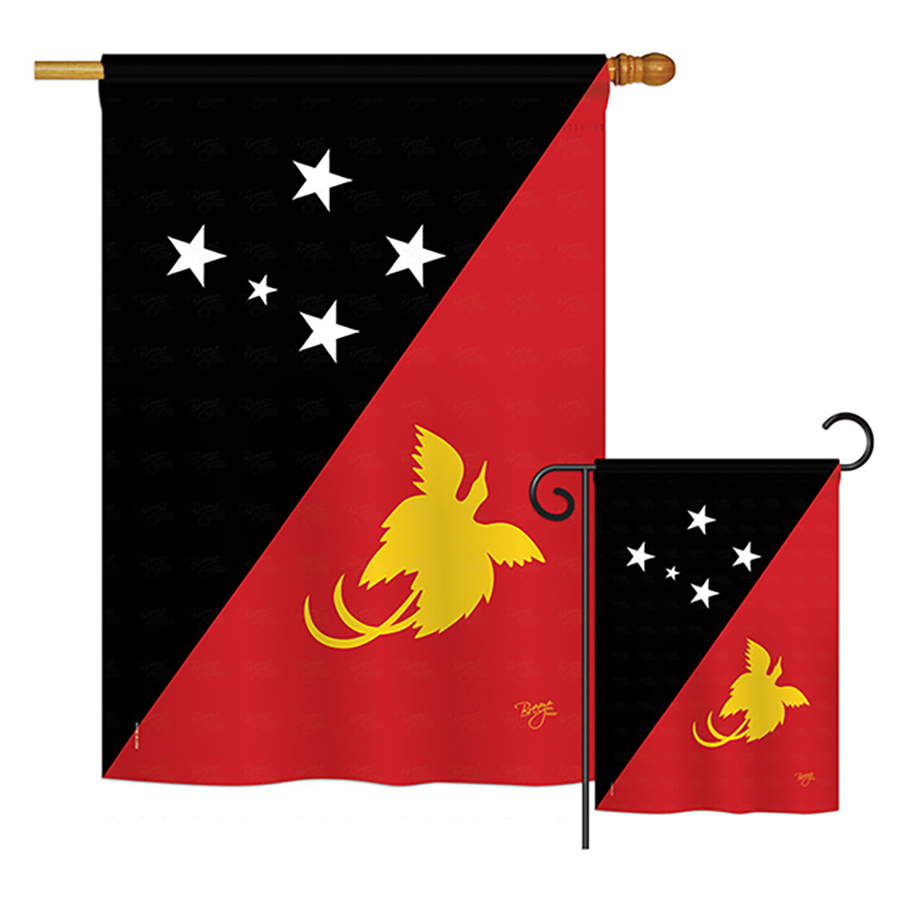Breeze Decor Papua New Guinea Of The World Nationality Impressions Decorative Vertical 2 Sided Polyester Flag Set Wayfair