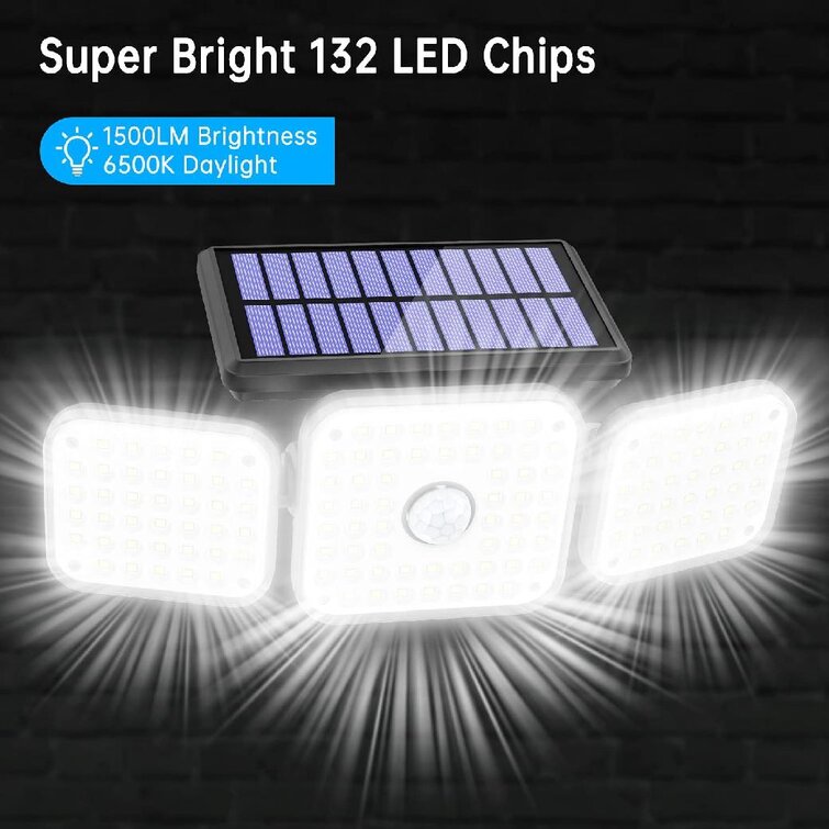 Solar Lights Outdoor Super Bright LED Solar Motion Sensor Lights 1500LM 5000K 