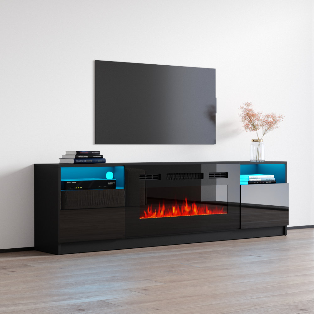 Orren Ellis Delaine TV Stand for TVs up to 90" with Fireplace Included & Reviews Wayfair Canada
