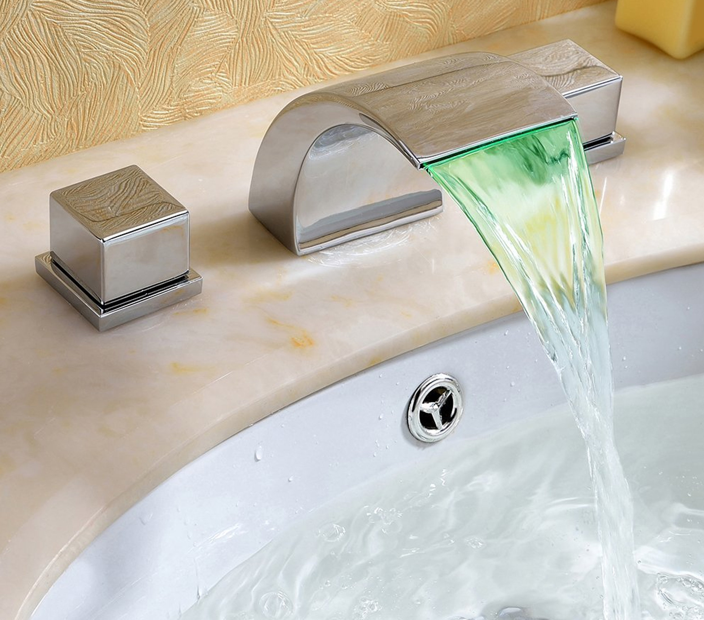 Widespread Led Waterfall Bathroom Sink Faucet